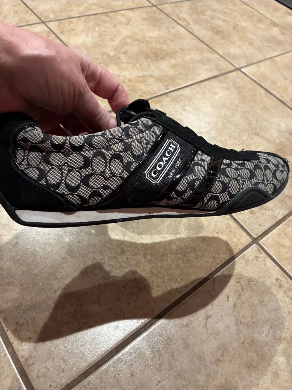 Coach Black and Gray Signature Lace-Up Sneakers